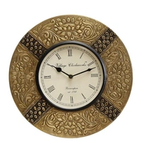 Beautiful  Wooden Rajasthani Art Work Wall Clock - Wooden, Acrylic/ Decorative Clock, Pack of 1,  Round